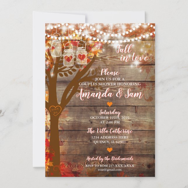 Fall in Love Rustic Bridal Shower Invitation (Front)