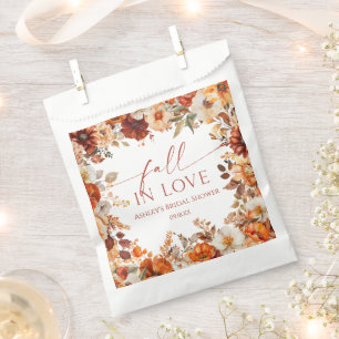 Fall In Love Rustic Burgundy Floral Bridal Shower Favour Bags
