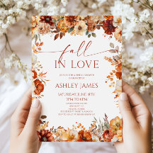 Fall In Love Rustic Burgundy Floral Bridal Shower