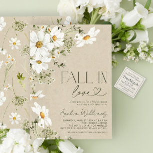 Fall in Love Rustic Daisy Wildflower Invitation