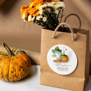 Fall In Love Rustic Elegant Pumpkin Classic Round Sticker