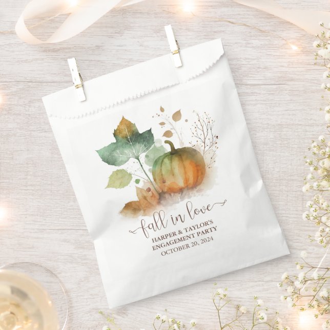 Fall In Love Rustic Elegant Pumpkin Favour Bags (Clipped)