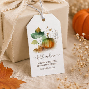 Fall In Love Rustic Elegant Pumpkin Gift Tags