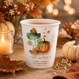 Fall In Love Rustic Elegant Pumpkin Paper Cups