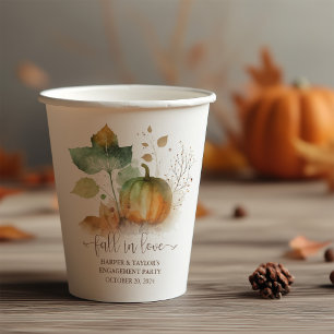 Fall In Love Rustic Elegant Pumpkin Paper Cups