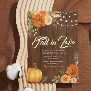 Fall in Love Rustic Fall Bridal Shower Invitation