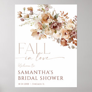 Fall in love rustic floral bridal shower welcome poster