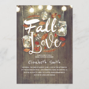 Fall in Love Rustic Mason Jars Bridal Shower Invitation