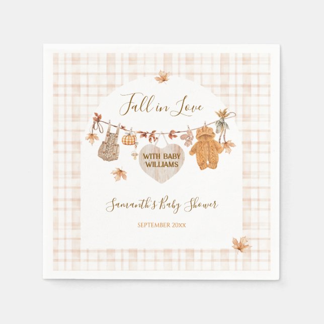 Fall in Love Rustic Modern Neutral Baby Shower Napkin (Front)