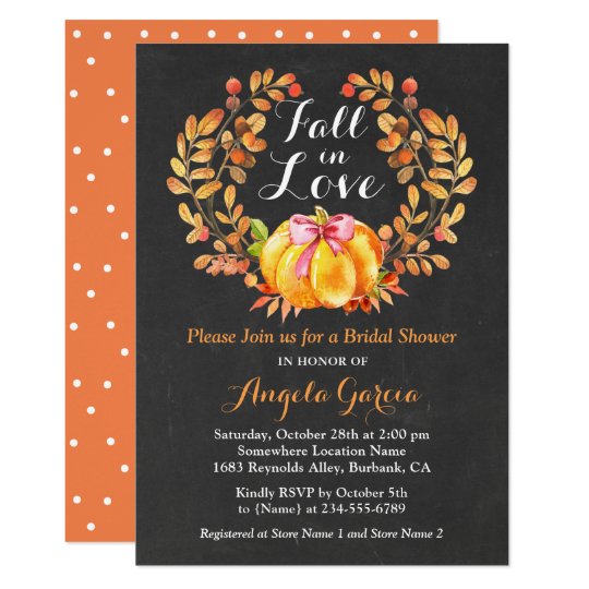 Fall in Love Rustic Pumpkin Bridal Shower Invite