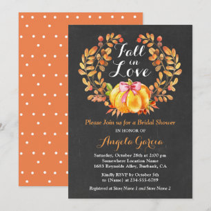 Fall in Love Rustic Pumpkin Bridal Shower Invite