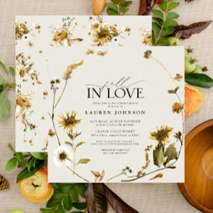 Fall in Love Rustic Sunflower Bridal Shower Invitation