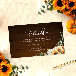 Fall in Love Rustic Sunflower Wedding Details Enclosure Card