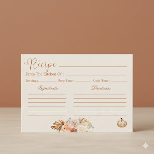 Fall In Love Rustic Terracotta Bridal Recipe Card