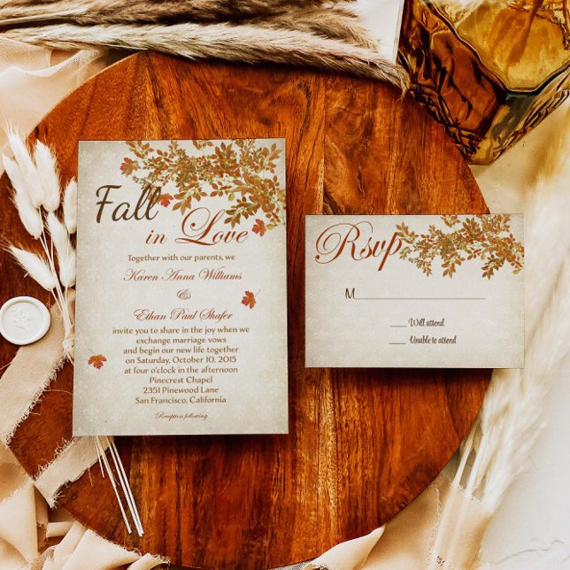 Fall In Love Rustic Wedding Invitation (Creator Uploaded)