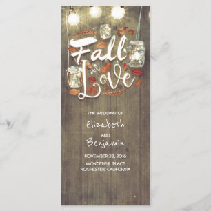 Fall in Love Rustic Wedding Programs Programme