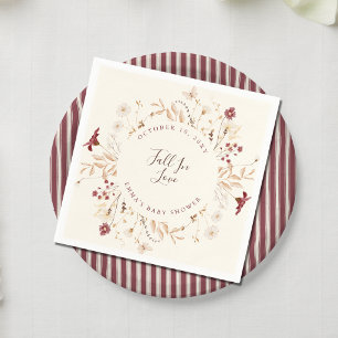 Fall In Love Rustic Wildflower Custom Baby Shower Napkin
