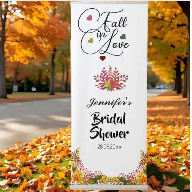 Fall in Love Script Floral Bridal Shower  Retractable Banner (Creator Uploaded)