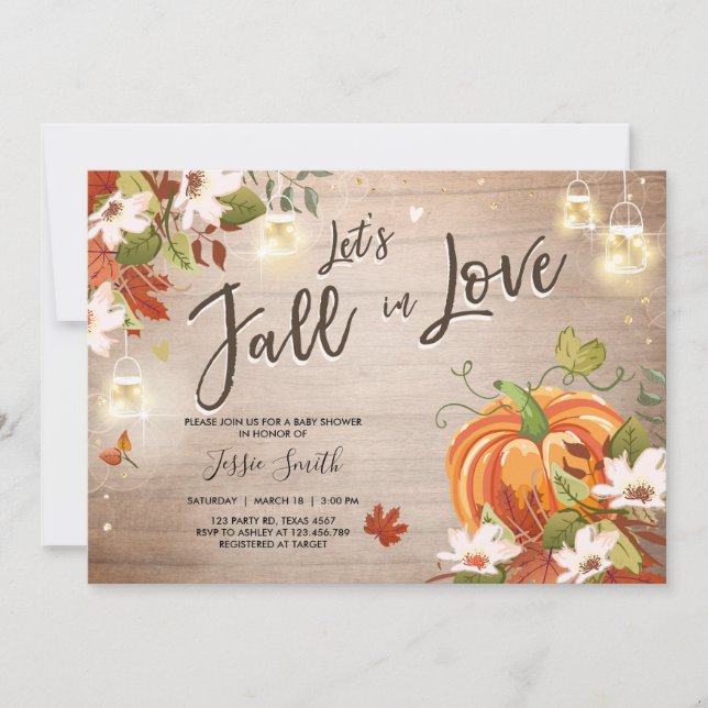 Fall in Love shower invitation Bridal Baby Autumn (Front)