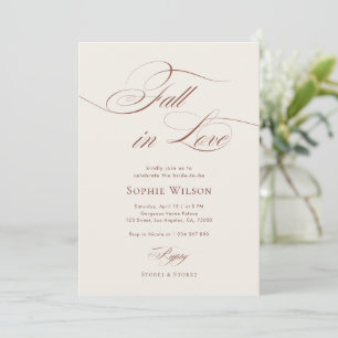 Fall In Love Sophisticated Script Bridal Shower Invitation