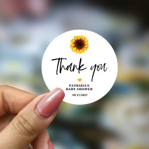 Fall in Love Sunflower Baby Shower Classic Round Sticker