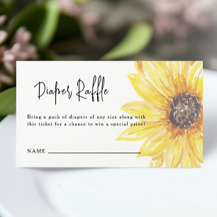 Fall in Love Sunflower Baby Shower Diaper Raffle Enclosure Card