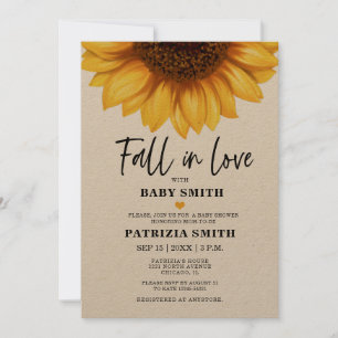 Fall in Love Sunflower Baby Shower Invitation