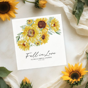 Fall In Love Sunflower Bridal Shower Napkin