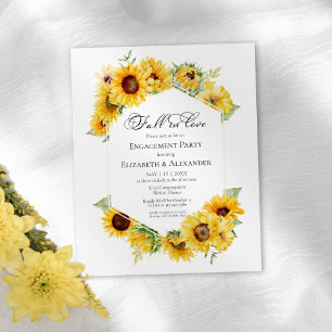 Fall In Love Sunflower Engagement Party Invitation