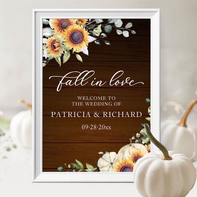 Fall in Love Sunflower Wedding Welcome Sign (Creator Uploaded)