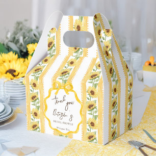 Fall in love sunflower yellow stripe bridal shower favour box