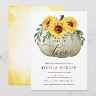 Fall in Love Sunflowers Bridal Shower Invitations