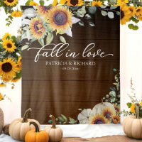 Fall In Love Sunflowers Wedding Backdrop
