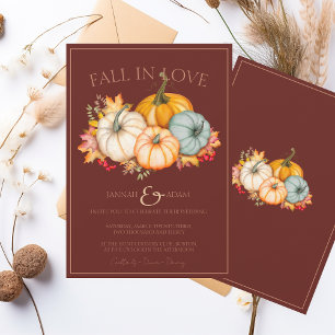 Fall in Love Terracotta Autumn Pumpkin Wedding Invitation