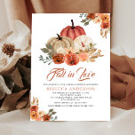 Fall in Love Terracotta Rust Pumpkin Bridal Shower Invitation<br><div class="desc">Amaze your guests with this elegant bridal shower invite featuring beautiful flowers and modern typography. Simply add your event details on this easy-to-use template to make it a one-of-a-kind invitation.</div>