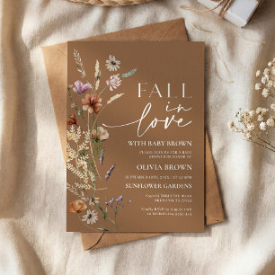 Fall in Love Terracotta Wildflower Baby Shower Invitation