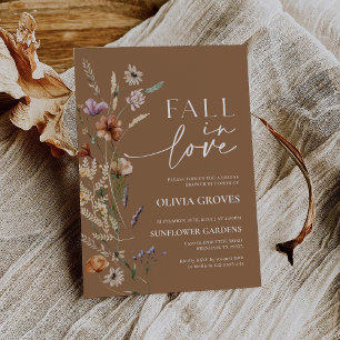 Fall in Love Terracotta Wildflower Bridal Shower  Invitation