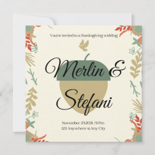 Fall in love thanksgiving wedding invitation