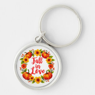 Fall in Love: Vibrant Autumn Wreath Design Key Ring