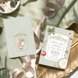 Fall in Love Vintage Whimsical Sage Baby Shower Invitation