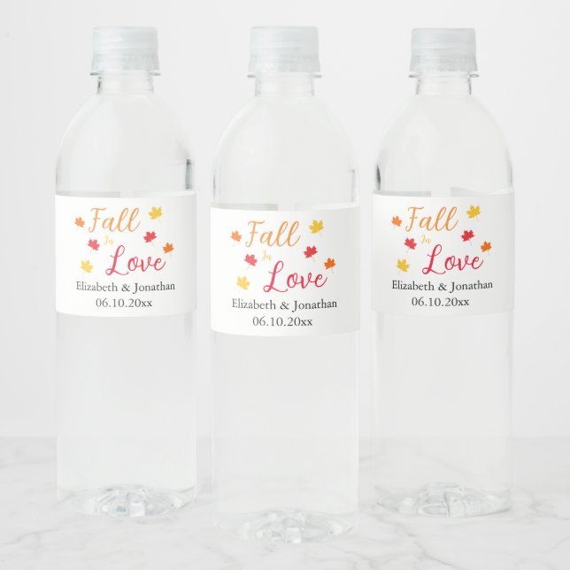 Fall In Love Water Bottle Label (Bottles)