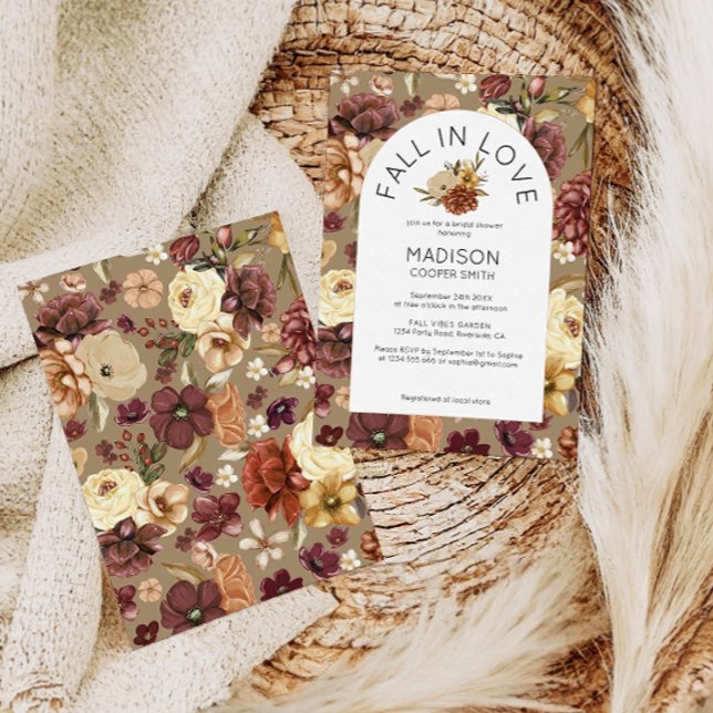Fall in Love Watercolor Floral Bridal Shower Invitation (Creator Uploaded)