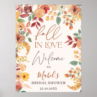Fall In Love Watercolor Painted Bridal Welcome Poster