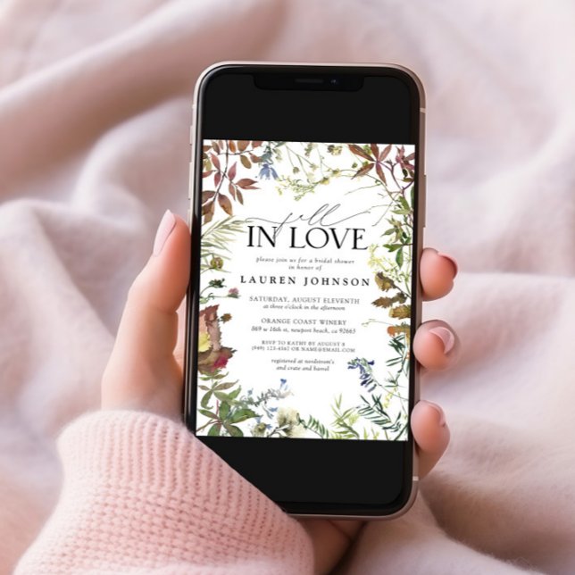 Fall In Love Watercolor Wildflower Bridal Shower Invitation (Creator Uploaded)