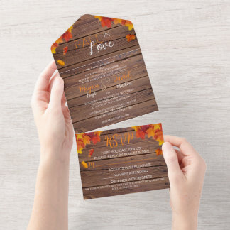 Fall In Love Wedding All In One Invitation