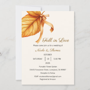Fall in Love Wedding, Bride to Be Invitation