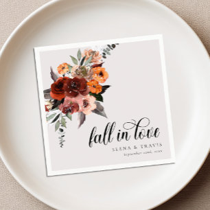 Fall in Love Wedding Cocktail Napkins Jewel Tone