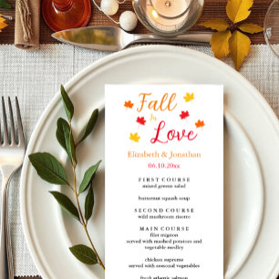 Fall In Love Wedding Event Menu