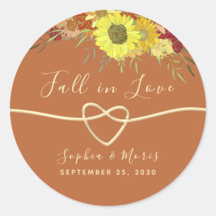 Fall in Love Wedding Favour Classic Round Sticker