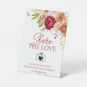 Fall in Love Wedding Hashtag   Share The Love Pedestal Sign
